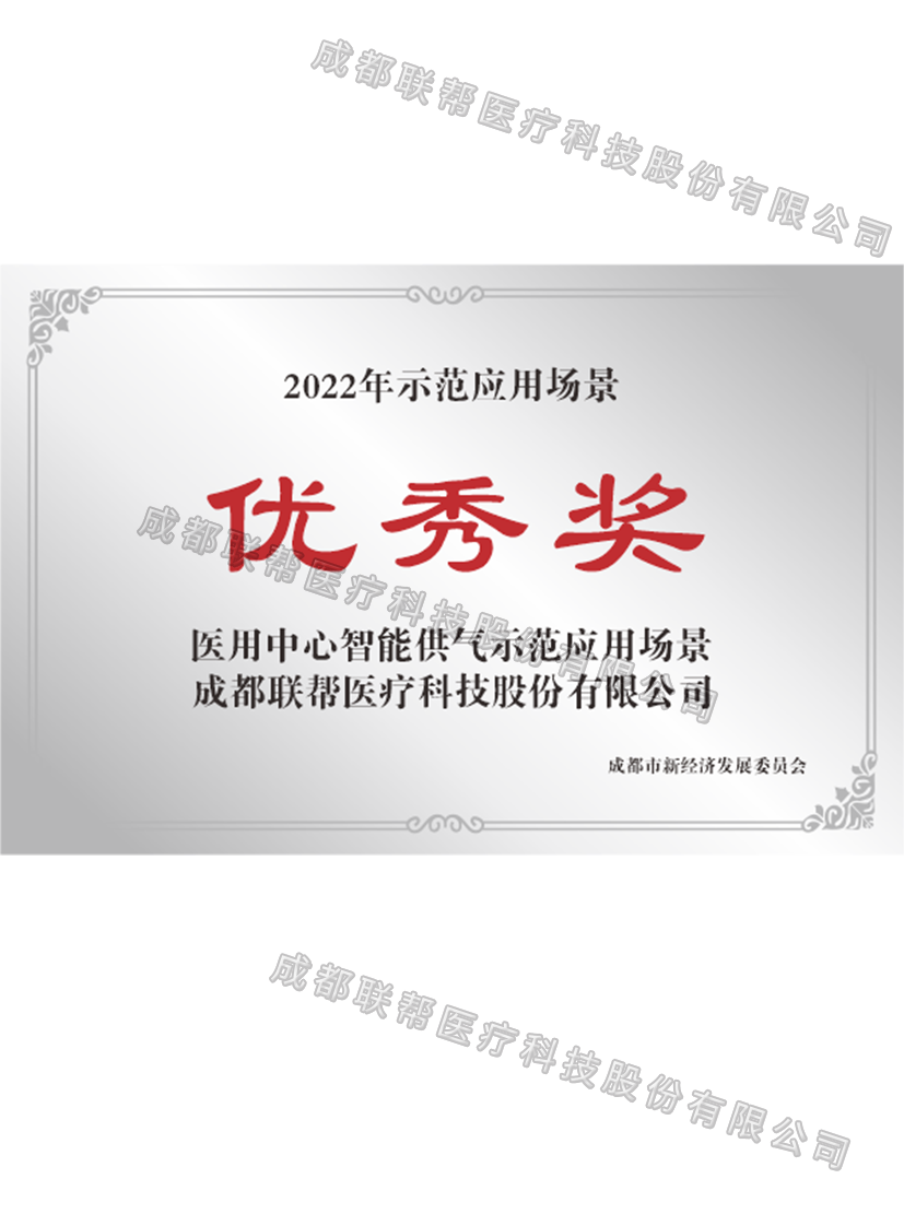 2022年醫(yī)用中心智能供氣示范應用場景優(yōu)秀獎